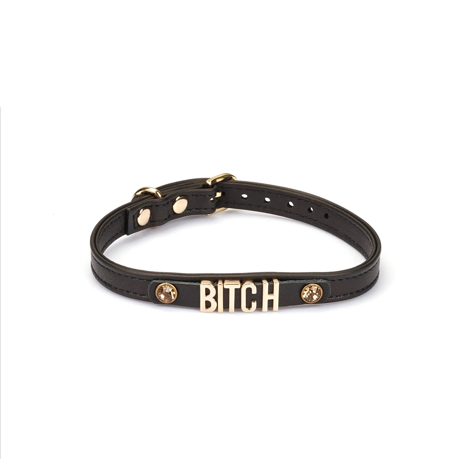 Black Italian Leather BITCH Choker - Image 5