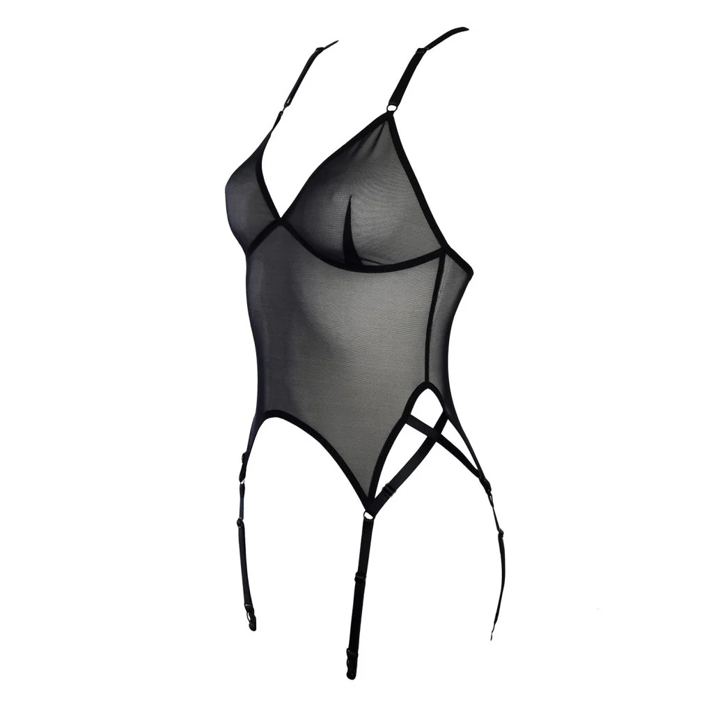 Black Mesh Garter Top - Image 2