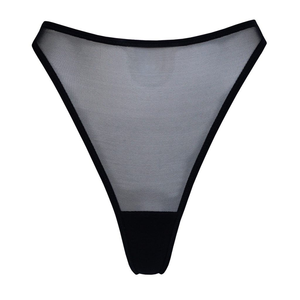 Black Mesh High Cut Thong - Image 3