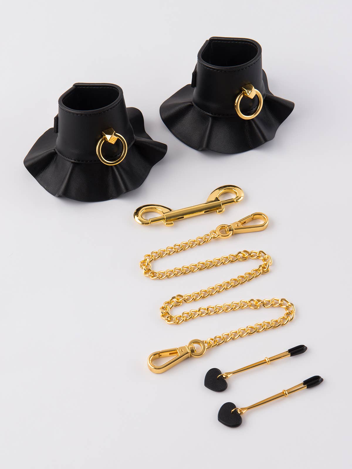 Leather-Like Handcuffs & Clamps Bondage Set