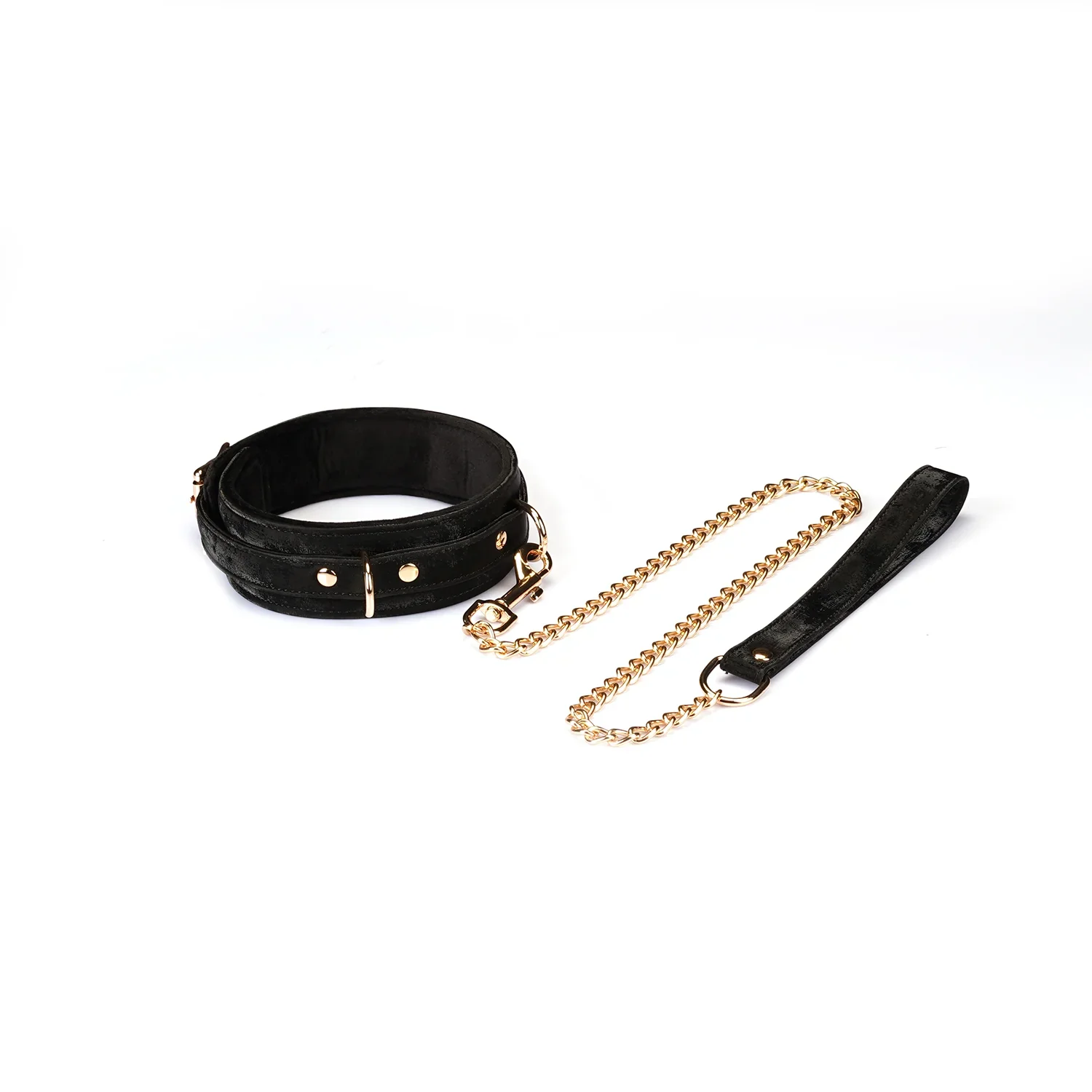 Boudoir Amor Black Collar with Gold Chain Leash