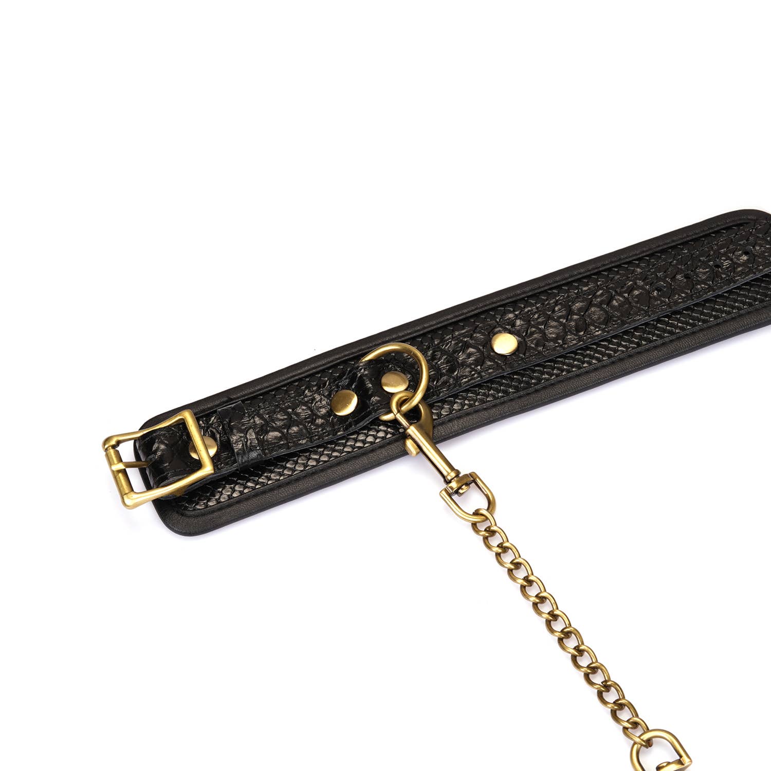 Crocodile Noir Black Leather Wrist Cuffs - Image 4
