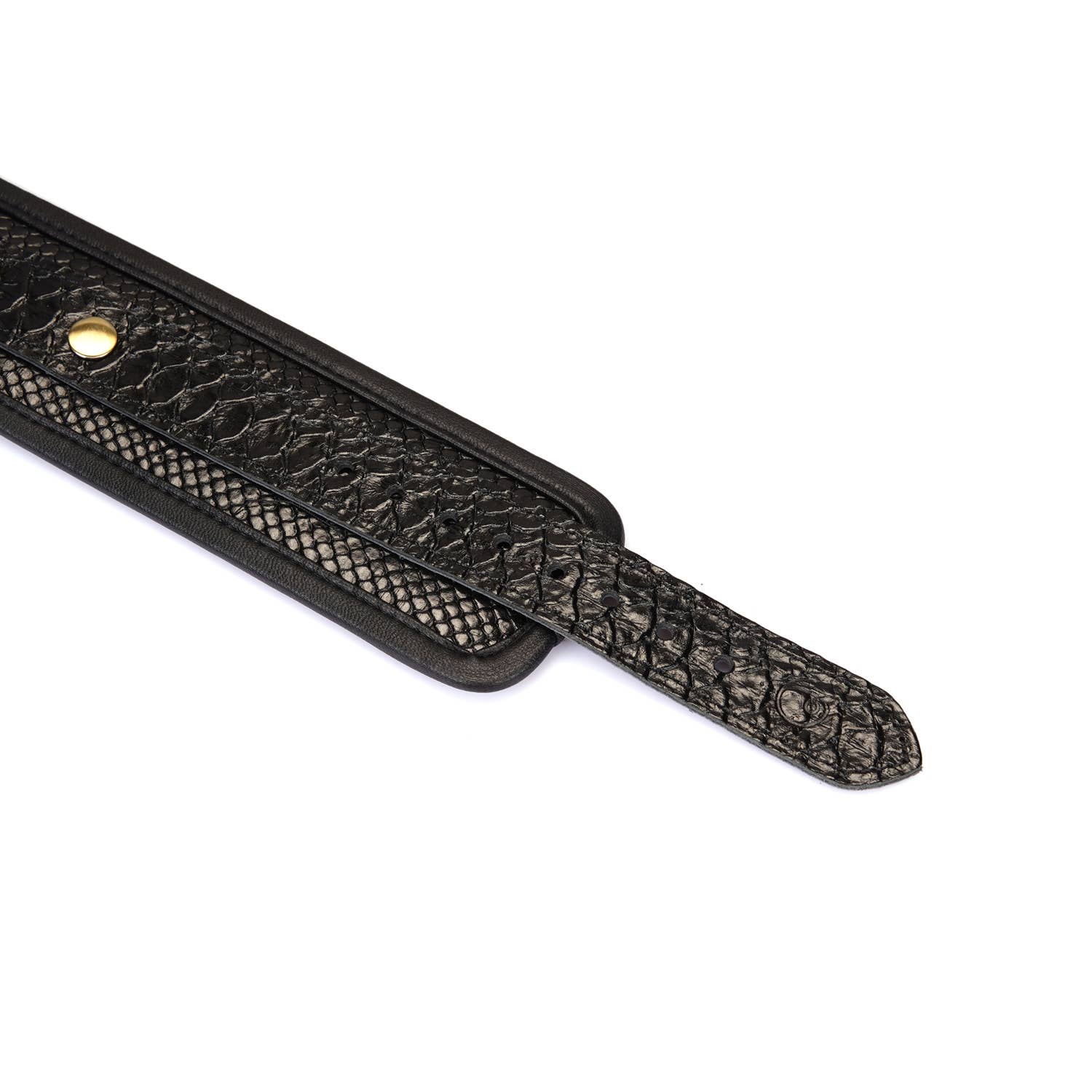 Crocodile Noir Black Leather Wrist Cuffs - Image 5