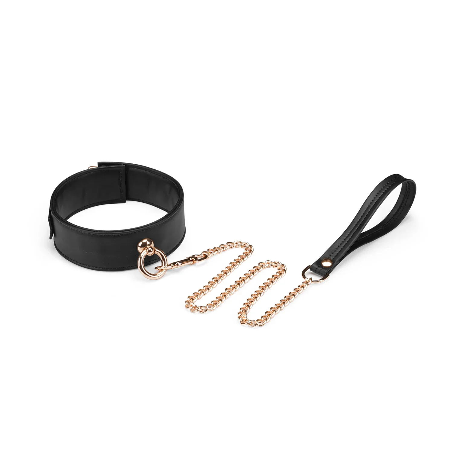 Dark Candy Black Vegan Leather Collar with Chain Leash