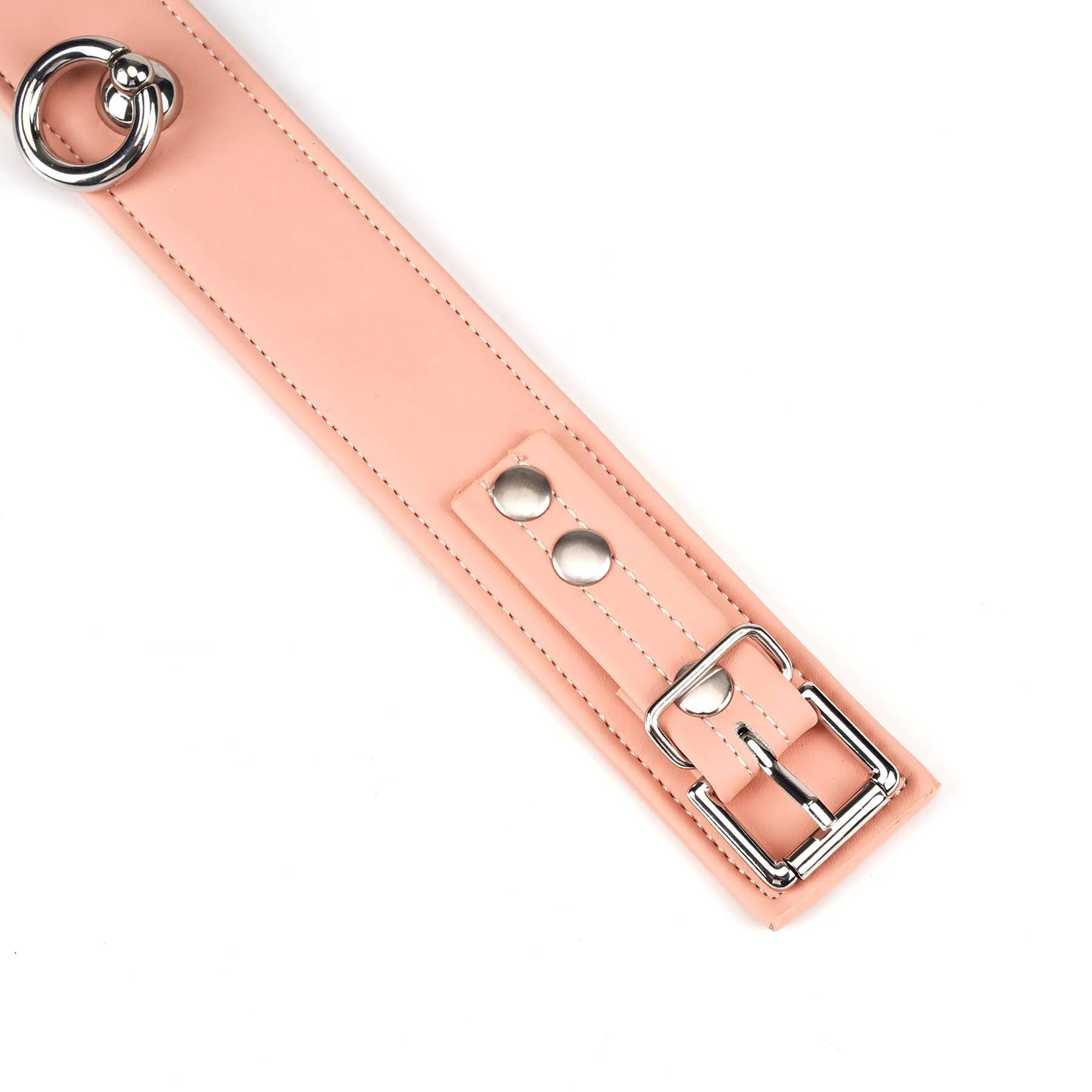 Dark Candy Pink Vegan Leather Collar with Leash - Image 3
