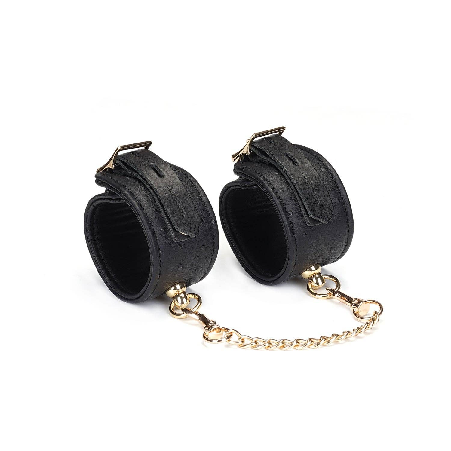 Demon's Kiss Black Leather Ankle Cuffs with Locking Buckles - Image 2