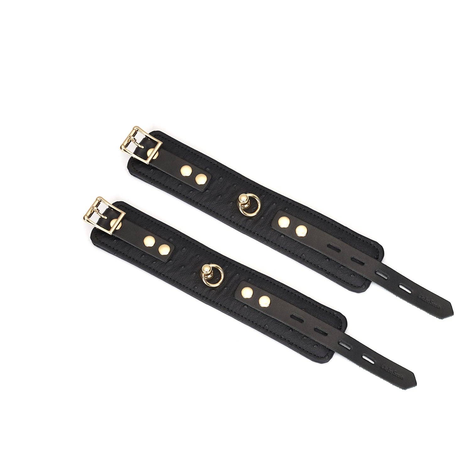 Demon's Kiss Black Leather Ankle Cuffs with Locking Buckles - Image 3