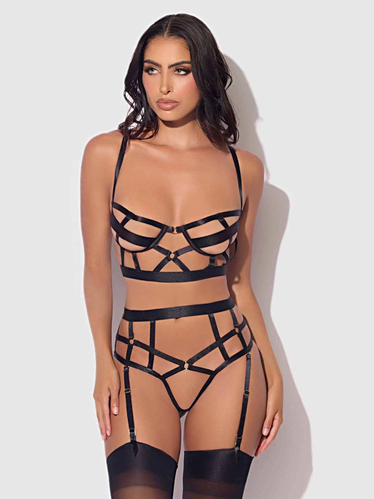 Devon Open Cup Bra & Crotchless Hipster Set - Image 3