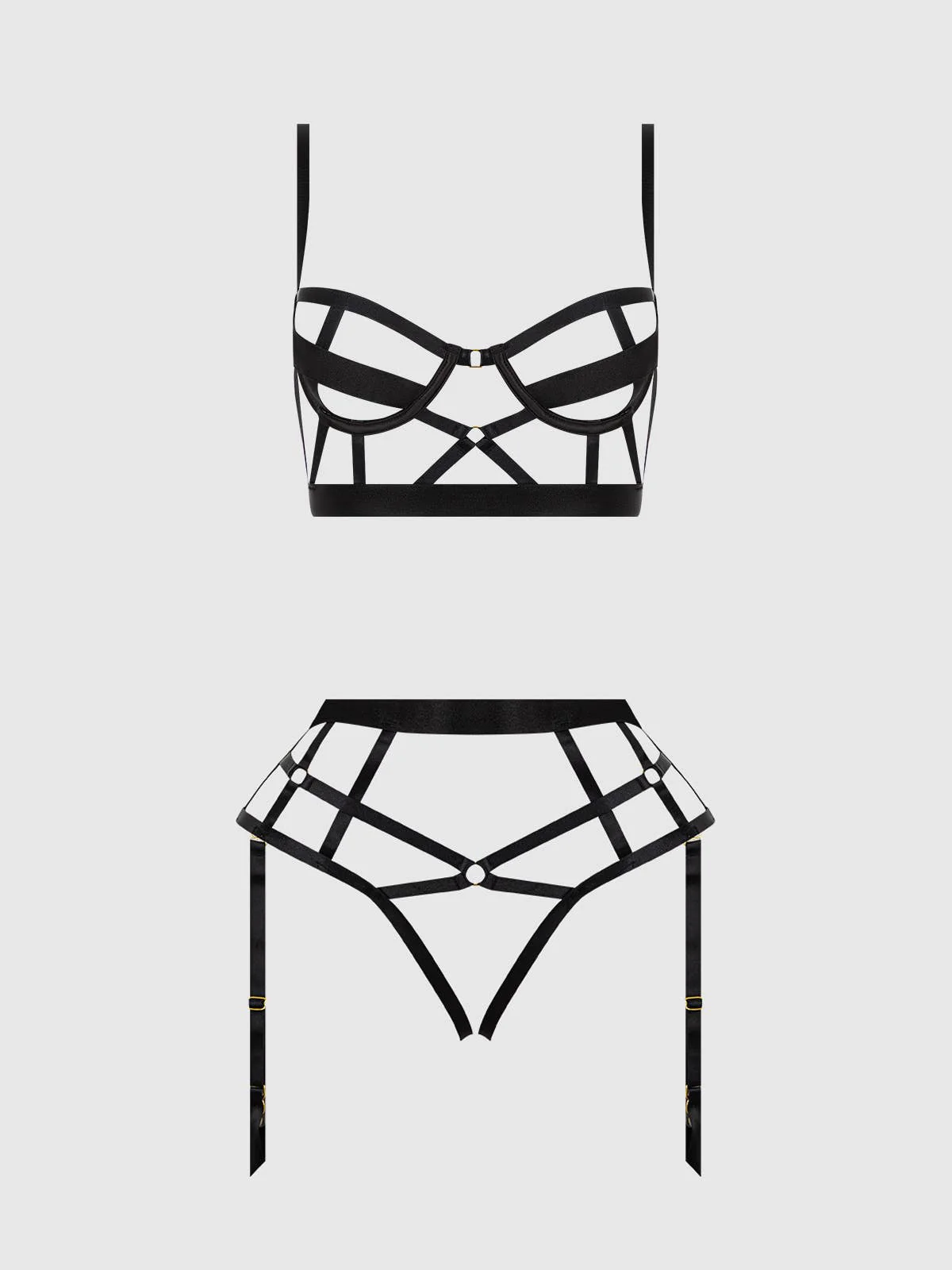 Devon Open Cup Bra & Crotchless Hipster Set - Image 8