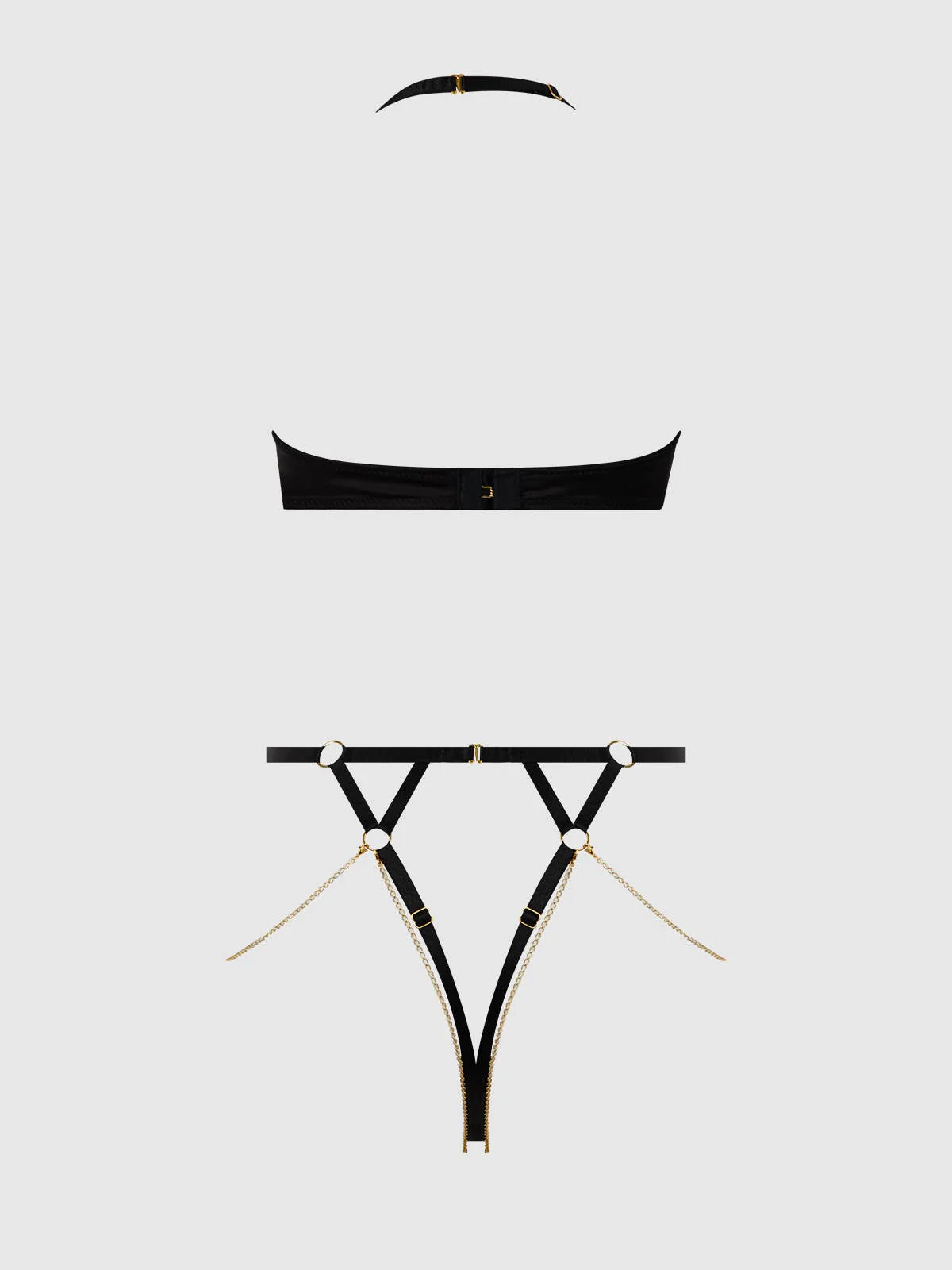 Eve Lace & Chain Crotchless Harness Teddy - Image 9