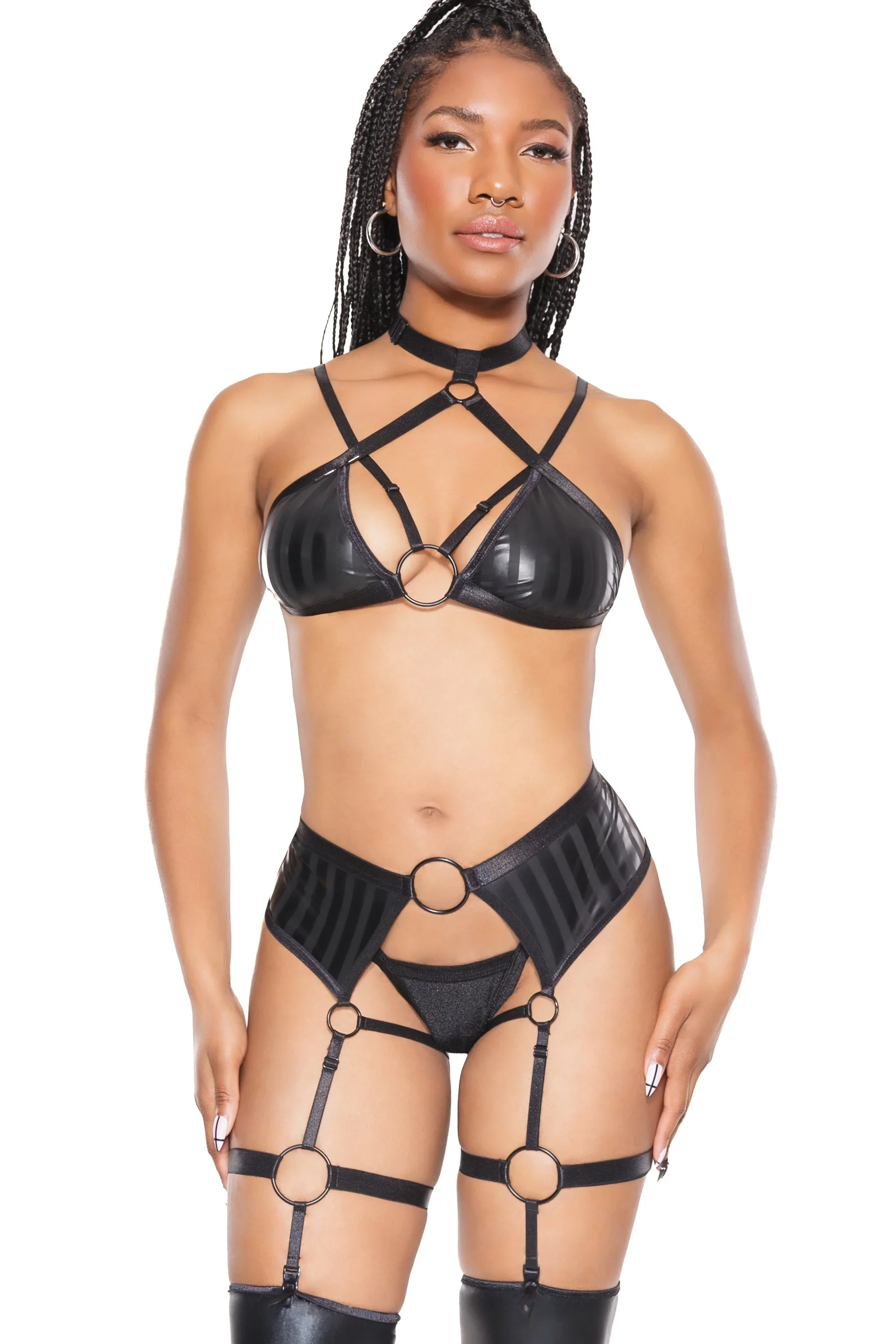 Halter Top & Crotchless Garter Panty Set - Image 2