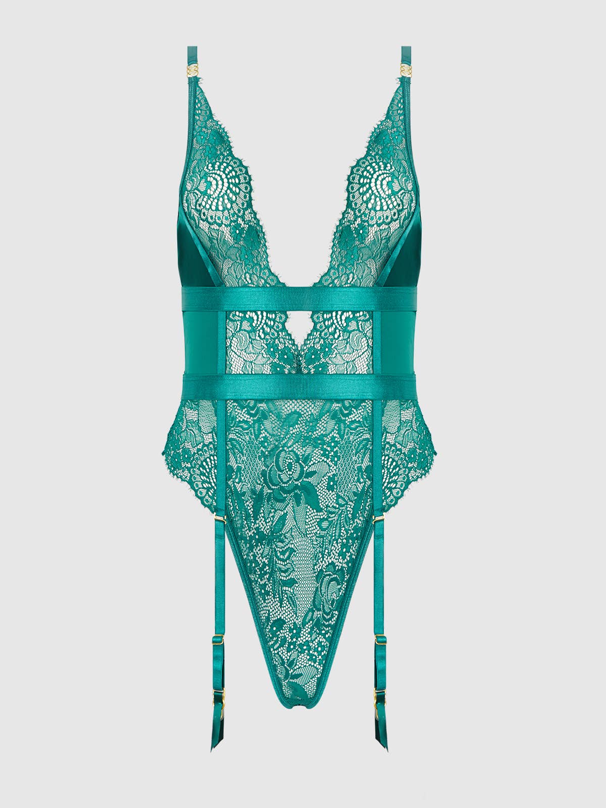 Helena Lace & Satin Wireless Open Back Teddy - Image 2