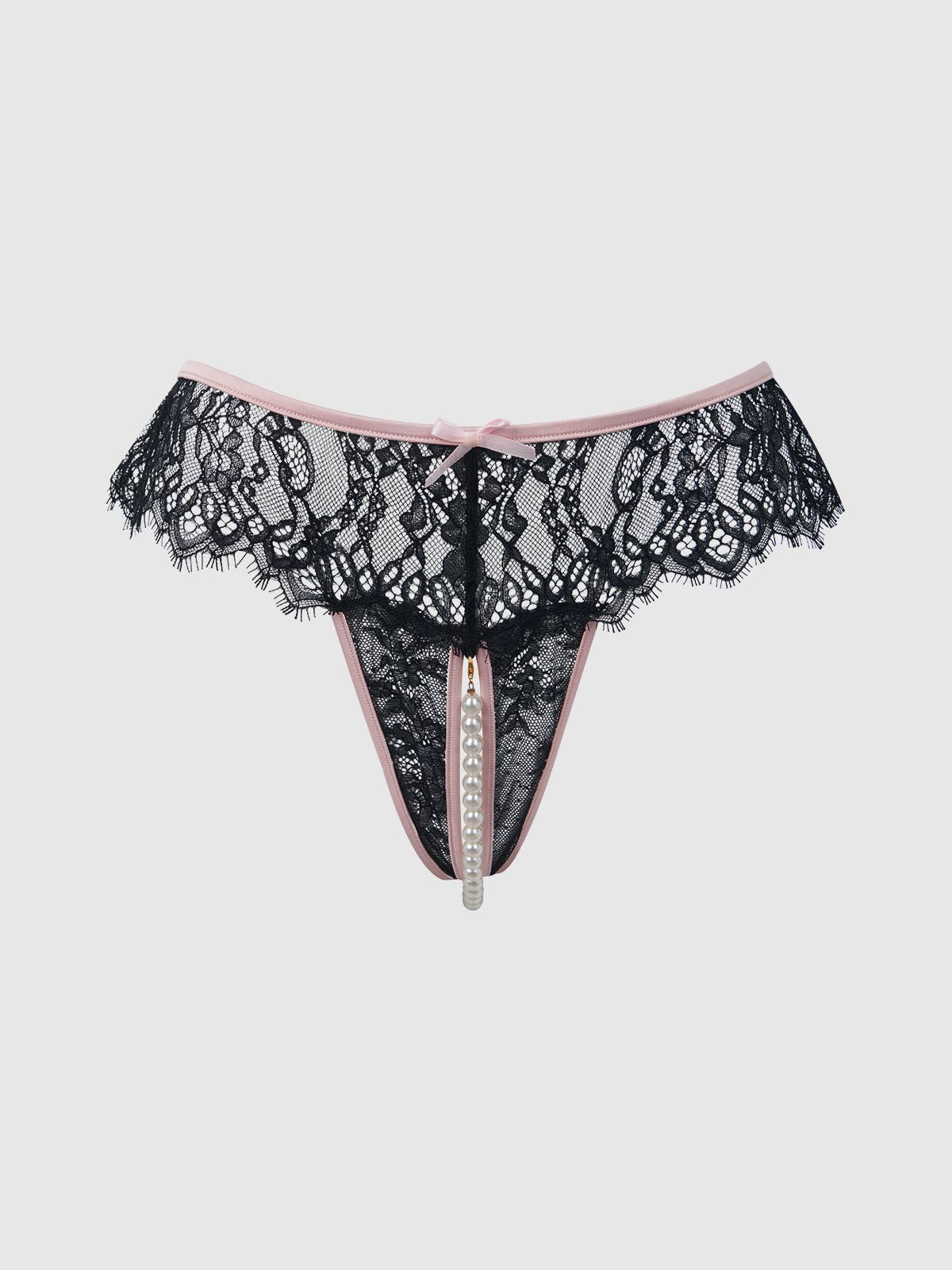 Jocelyn Lace & Pearl Crotchless Thong - Image 12