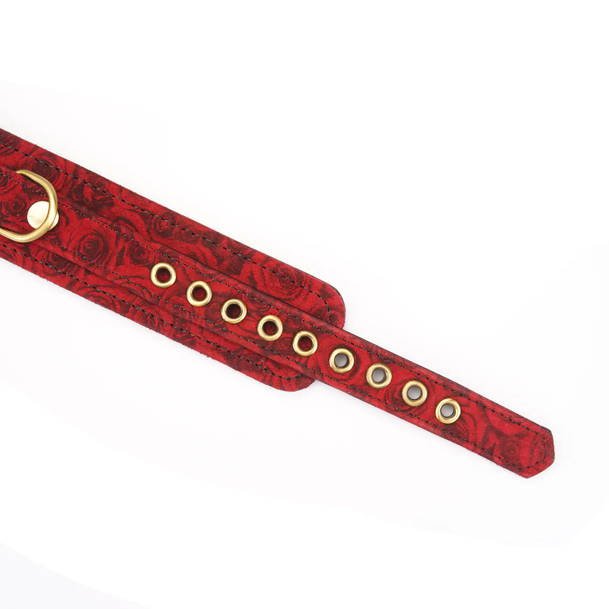 Kinbaku Ukiyoe Red Rosy Suede Leather Collar and Leash - Image 6