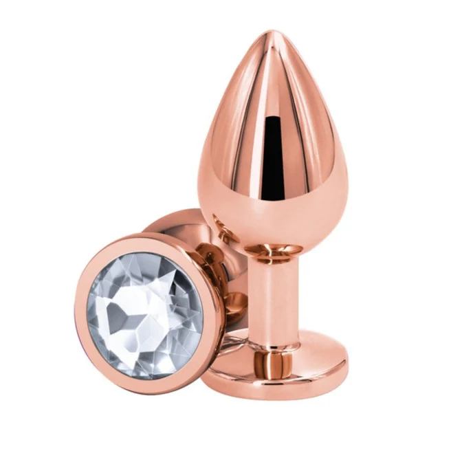 Medium Rose Gold Plug with Clear Gem