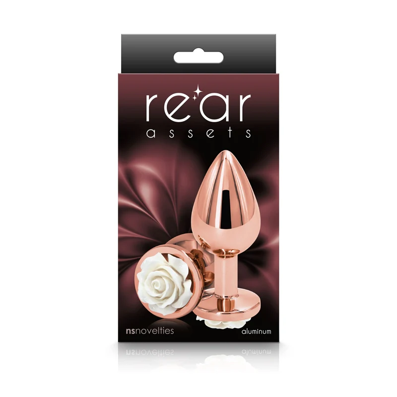 Medium Rose Gold Plug with White Rose - Image 2