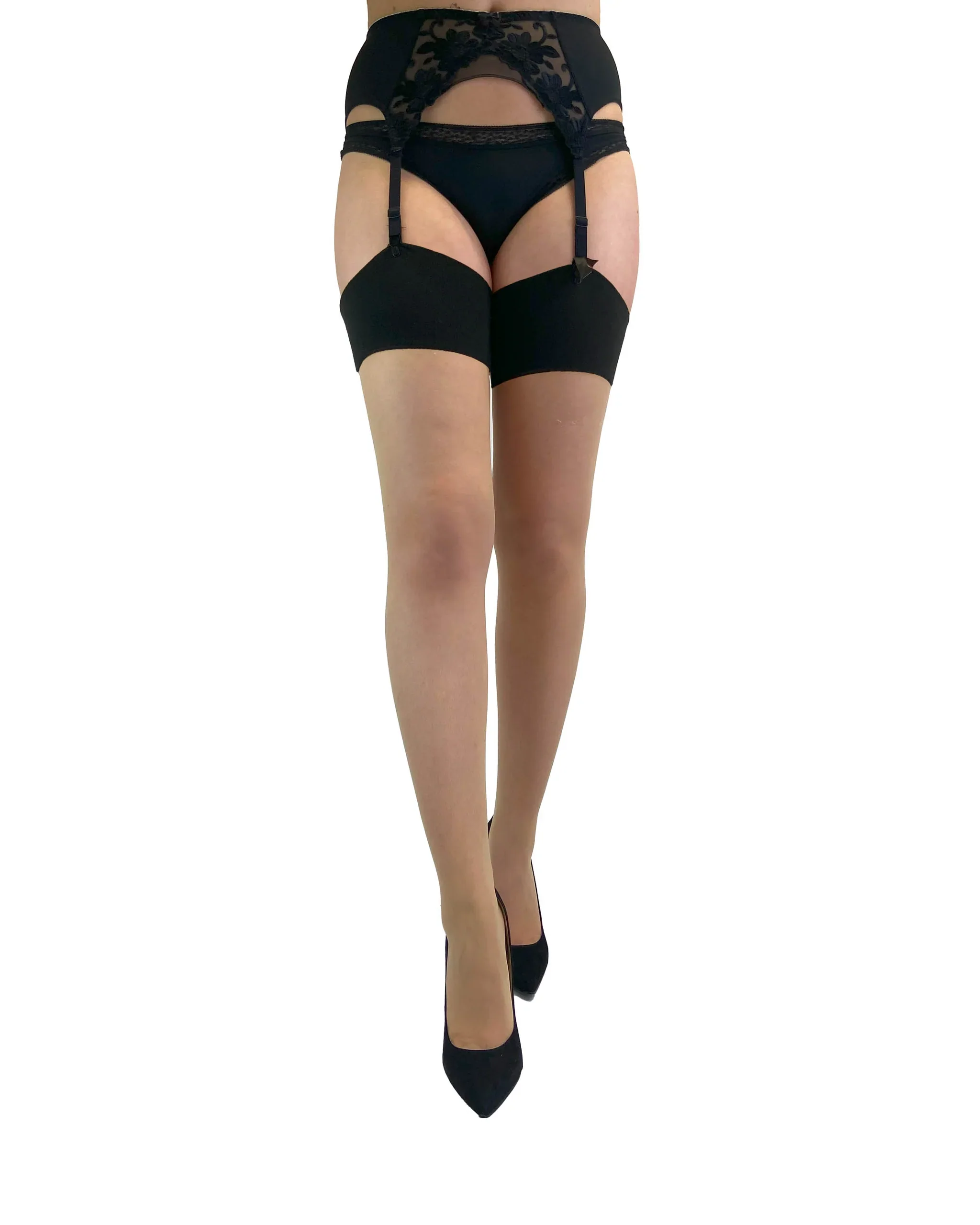 Premium Snake Back Seam Stockings in Nude/Black - Image 2