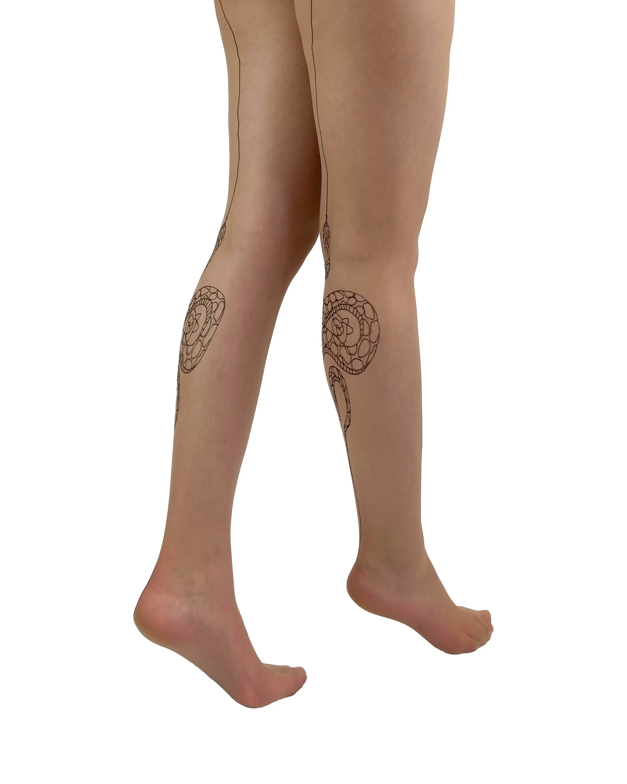 Premium Snake Back Seam Tights in Beige/Black - Image 2