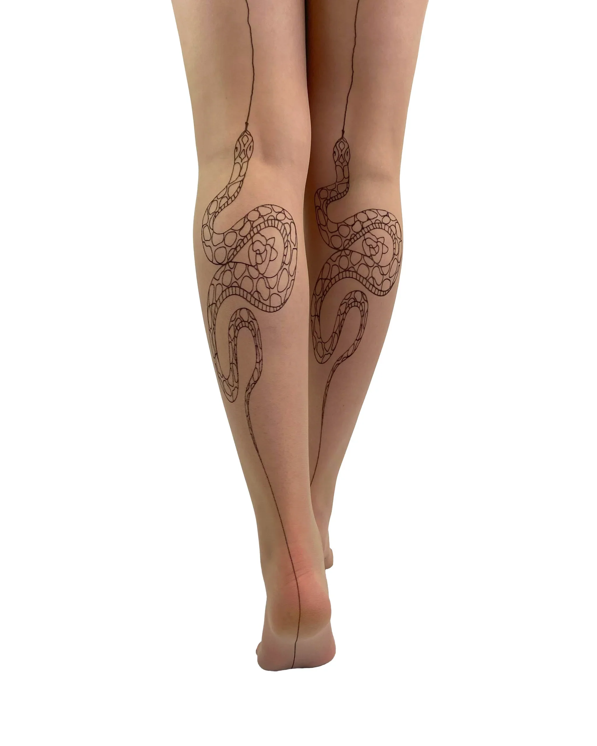 Premium Snake Back Seam Tights in Beige/Black - Image 3