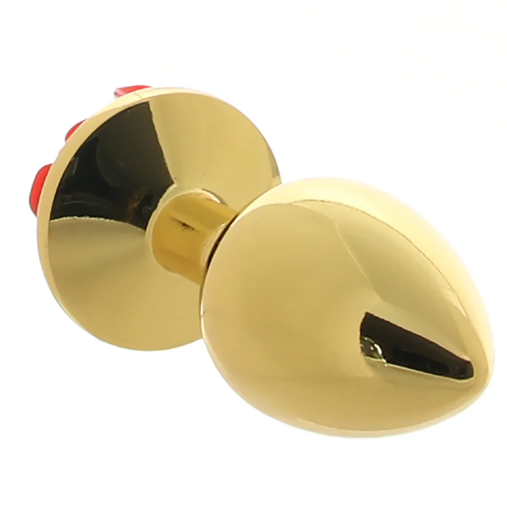 Small Gold Plug with Red Rose - Image 3