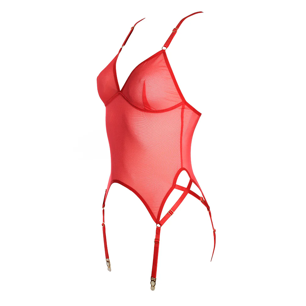Red Mesh Garter Top - Image 2