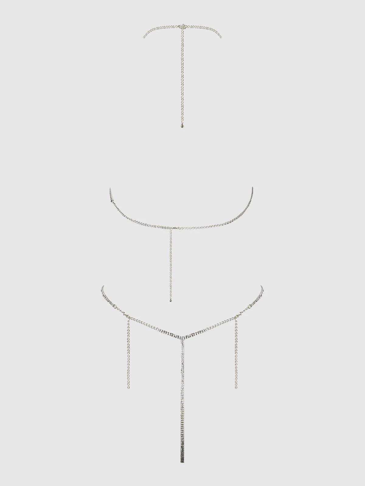 Rhinestone Dangle Fringe Teddy in Silver - Image 6
