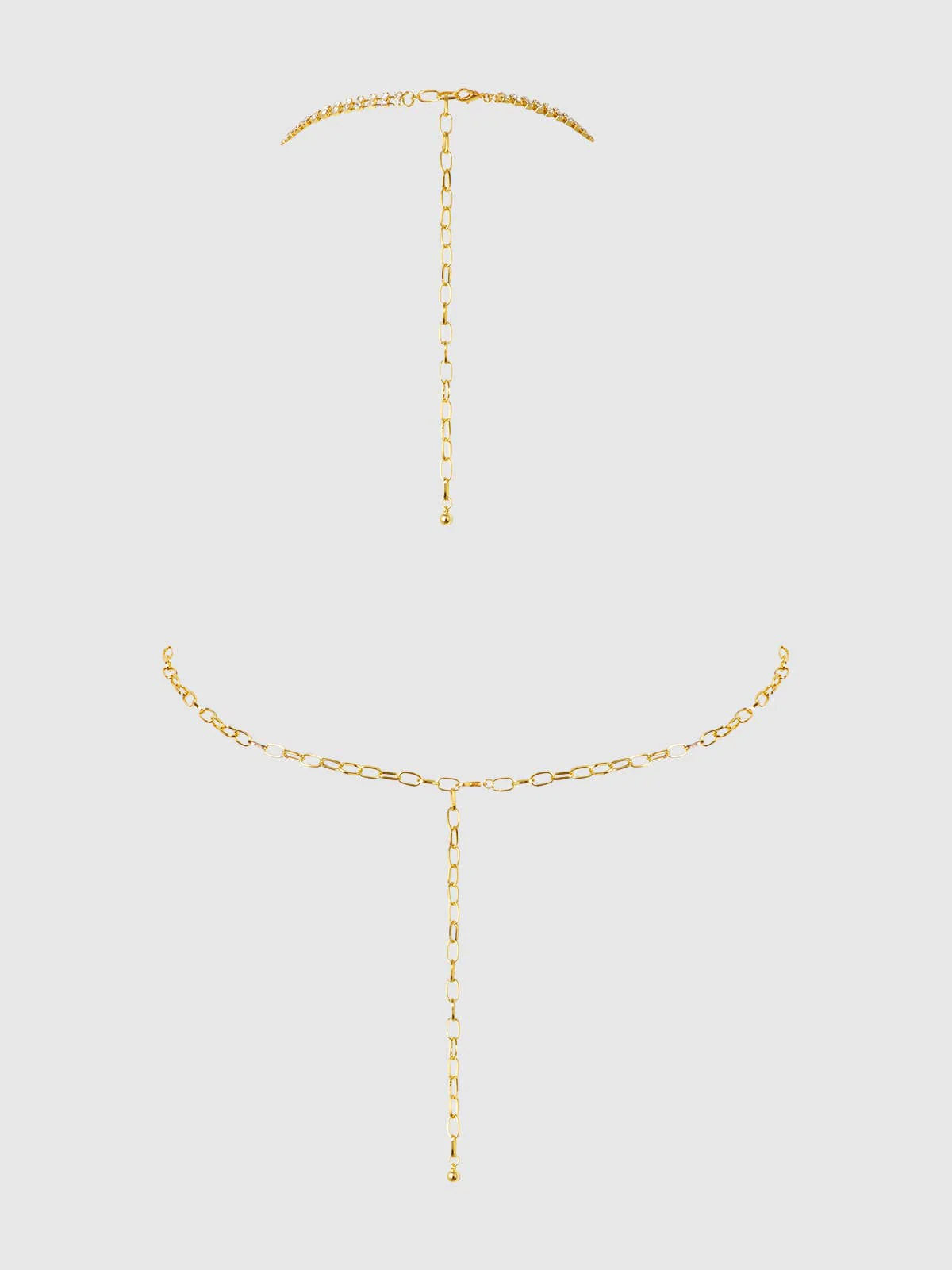 Rhinestone Net Halter with Front Closure in Gold - Image 6