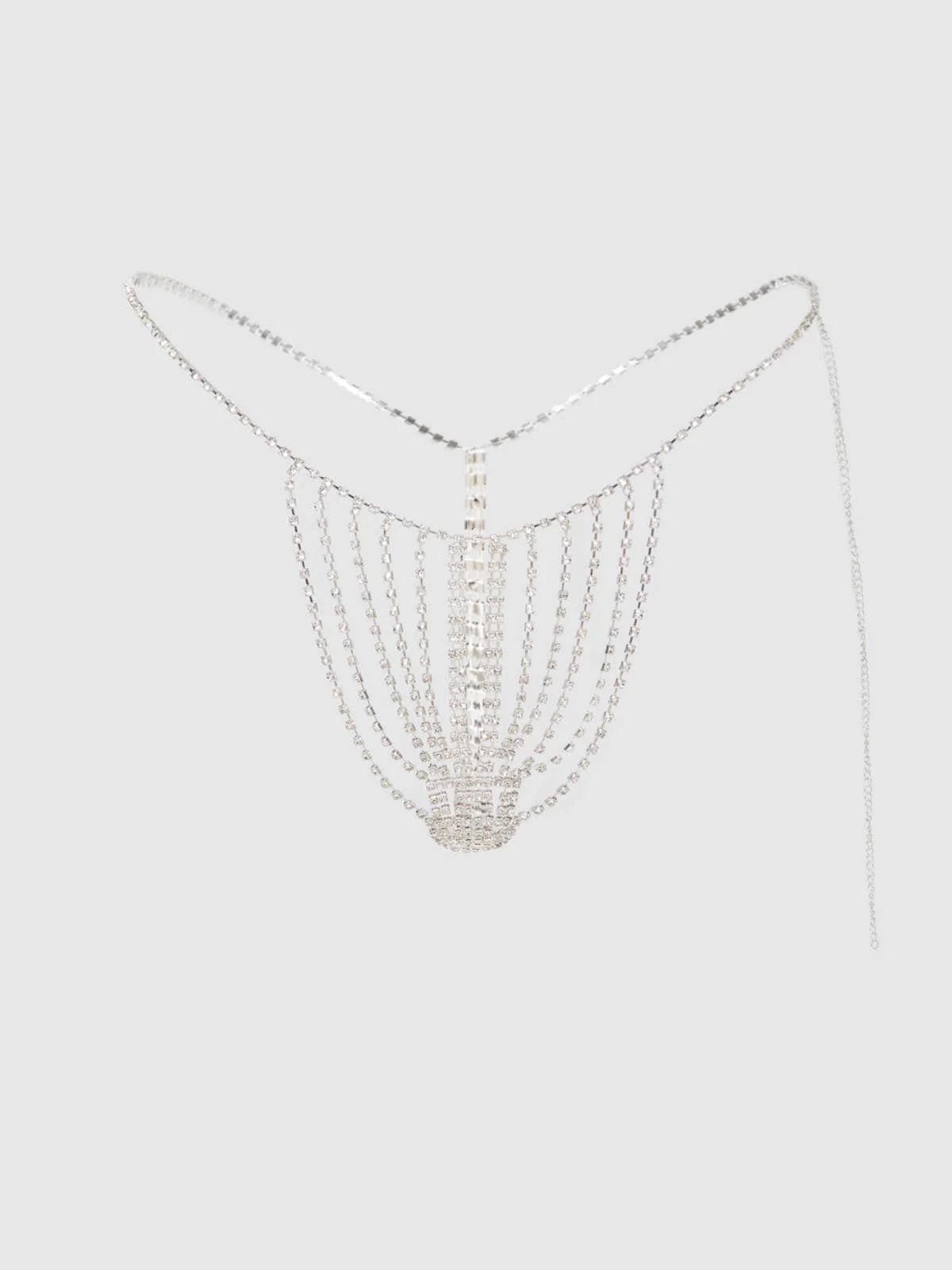 Rhinestone Vertical Thong in Silver - Image 2
