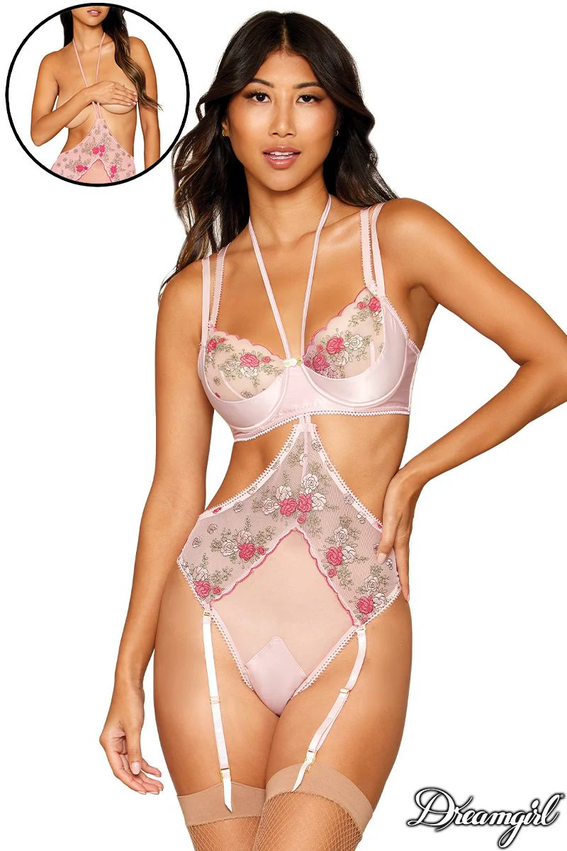 Rose Embroidery Two Piece Teddy