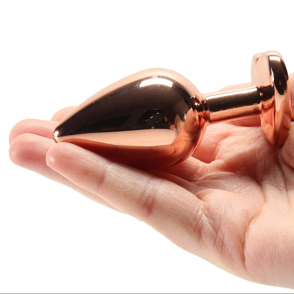 Medium Rose Gold Plug with Clear Heart Gem - Image 2