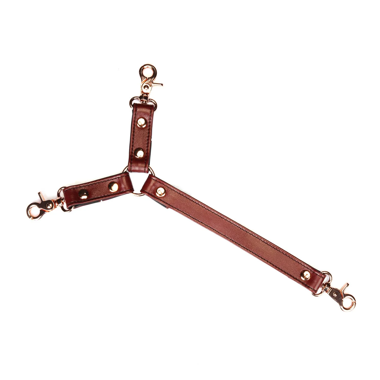 Wine Red Leather Collar and Wrist Restraints Harness - Image 3