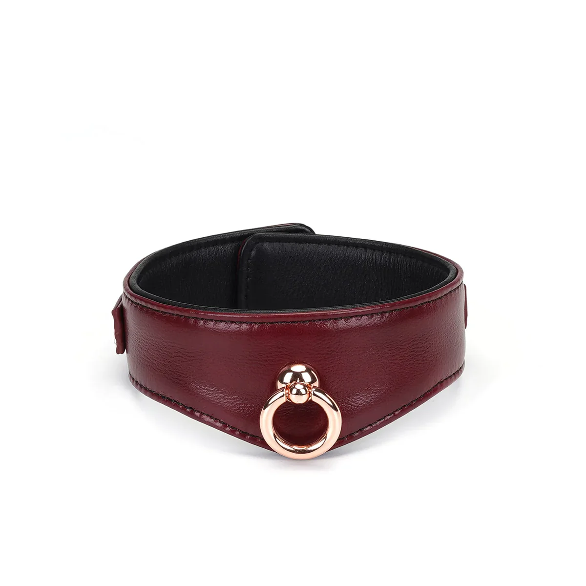 Wine Red Leather Collar with Leash and Lock - Image 2
