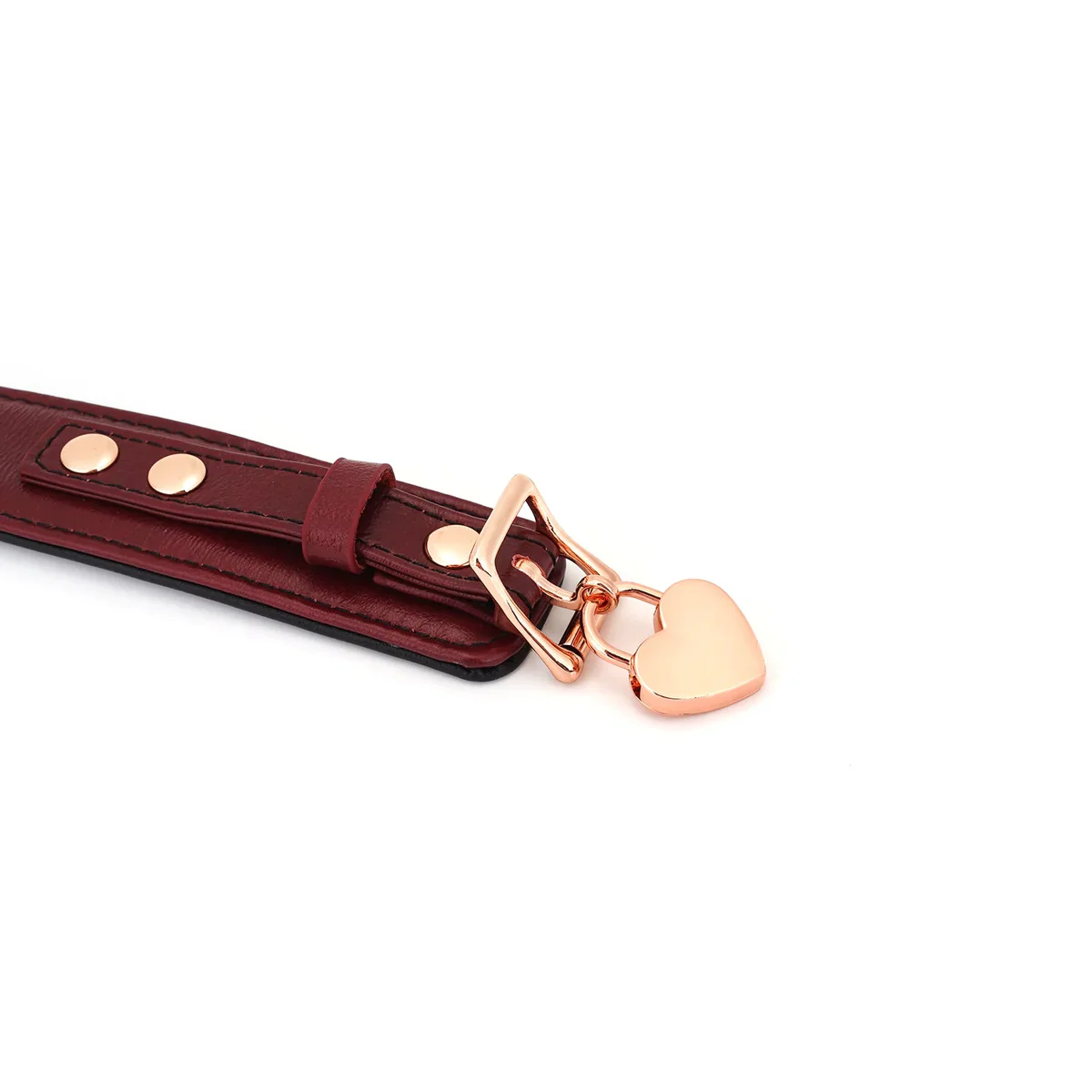 Wine Red Leather Collar with Leash and Lock - Image 4