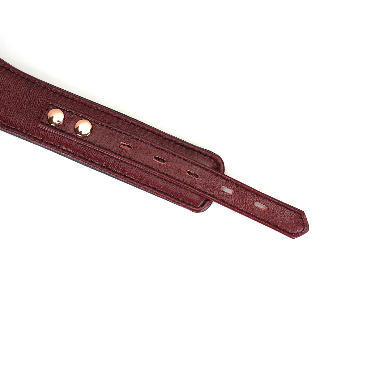 Wine Red Leather Collar with Leash and Lock - Image 5